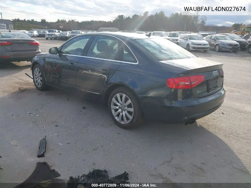 2013 Audi A4 2.0T Premium VIN: WAUBFAFL4DN027674 Lot: 40772809