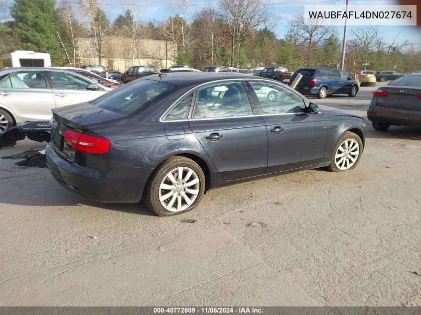 2013 Audi A4 2.0T Premium VIN: WAUBFAFL4DN027674 Lot: 40772809