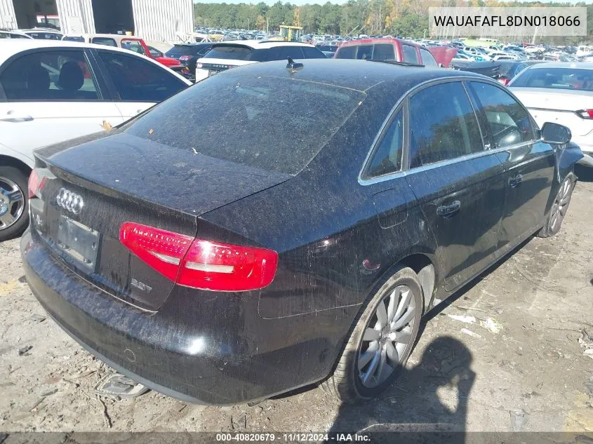 2013 Audi A4 2.0T Premium VIN: WAUAFAFL8DN018066 Lot: 40820679