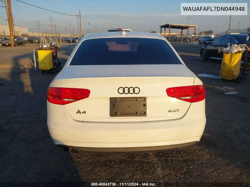 2013 Audi A4 2.0T Premium VIN: WAUAFAFL7DN044948 Lot: 40843736