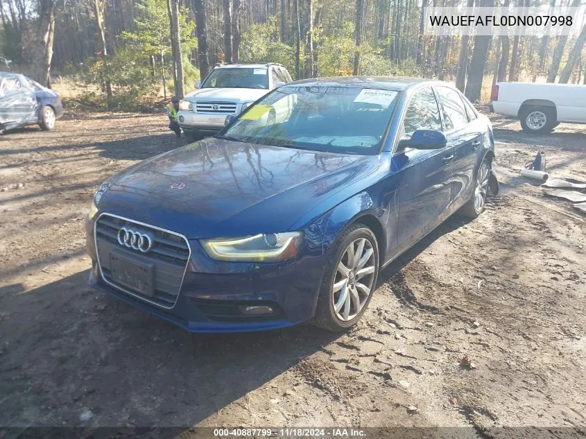 2013 Audi A4 2.0T Premium VIN: WAUEFAFL0DN007998 Lot: 40887799