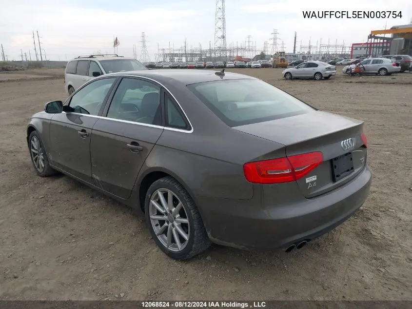 2014 Audi A4 VIN: WAUFFCFL5EN003754 Lot: 12068524