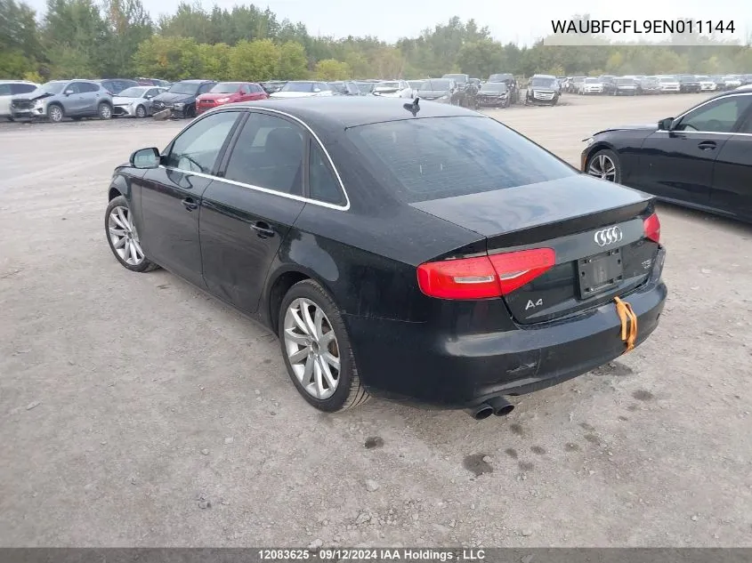 2014 Audi A4 VIN: WAUBFCFL9EN011144 Lot: 12083625