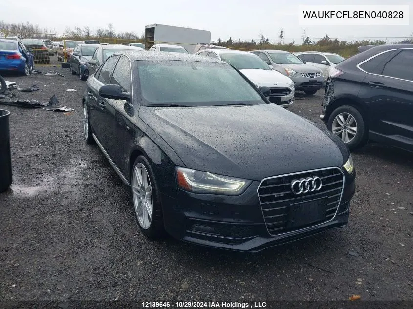 2014 Audi A4 VIN: WAUKFCFL8EN040828 Lot: 12139646