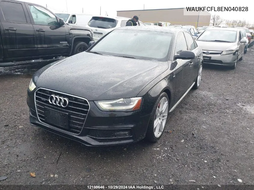 2014 Audi A4 VIN: WAUKFCFL8EN040828 Lot: 12139646