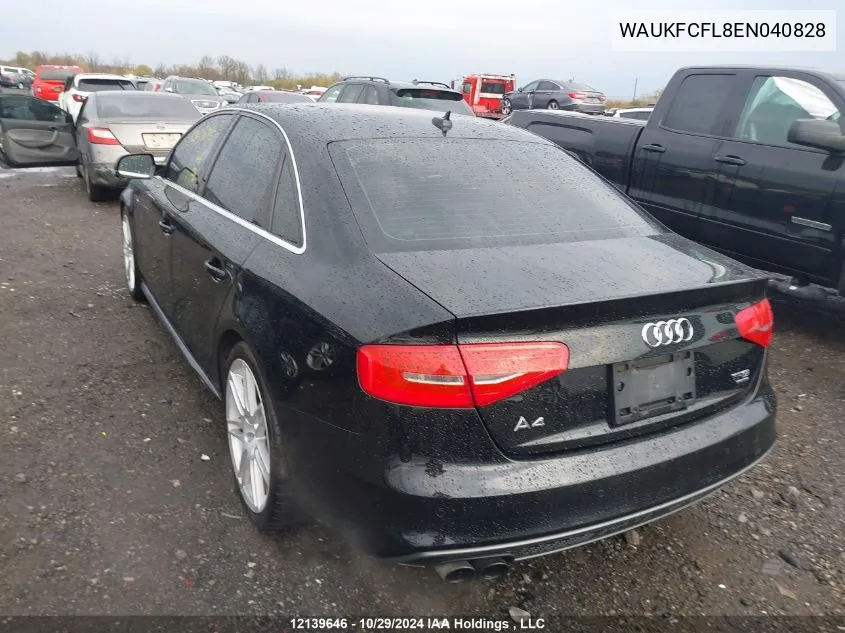 2014 Audi A4 VIN: WAUKFCFL8EN040828 Lot: 12139646