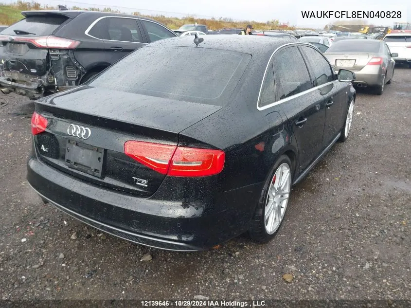 2014 Audi A4 VIN: WAUKFCFL8EN040828 Lot: 12139646