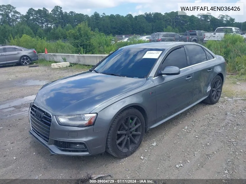 2014 Audi A4 2.0T Premium VIN: WAUFFAFL4EN036426 Lot: 39804729