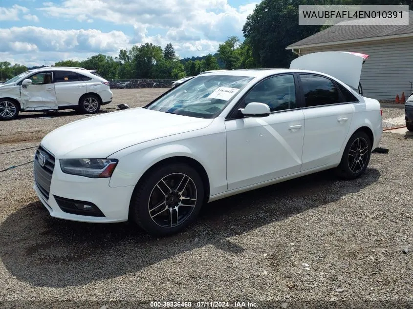 2014 Audi A4 2.0T Premium VIN: WAUBFAFL4EN010391 Lot: 39836468