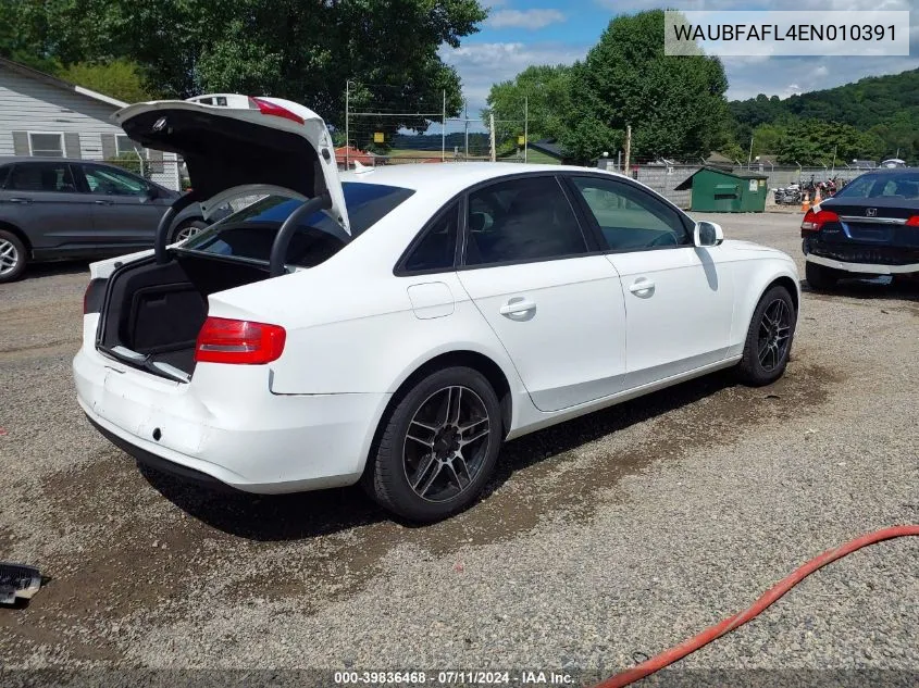 2014 Audi A4 2.0T Premium VIN: WAUBFAFL4EN010391 Lot: 39836468