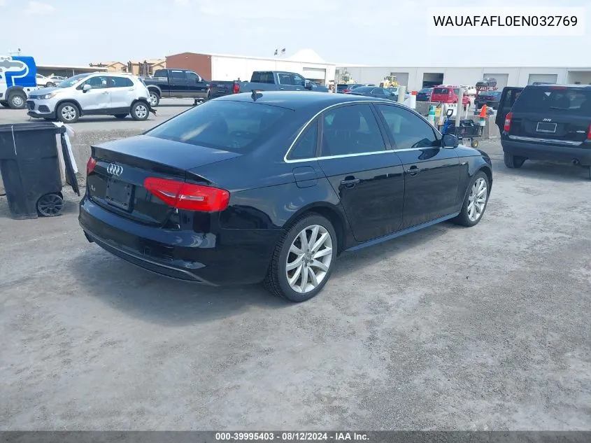 2014 Audi A4 2.0T Premium VIN: WAUAFAFL0EN032769 Lot: 39995403