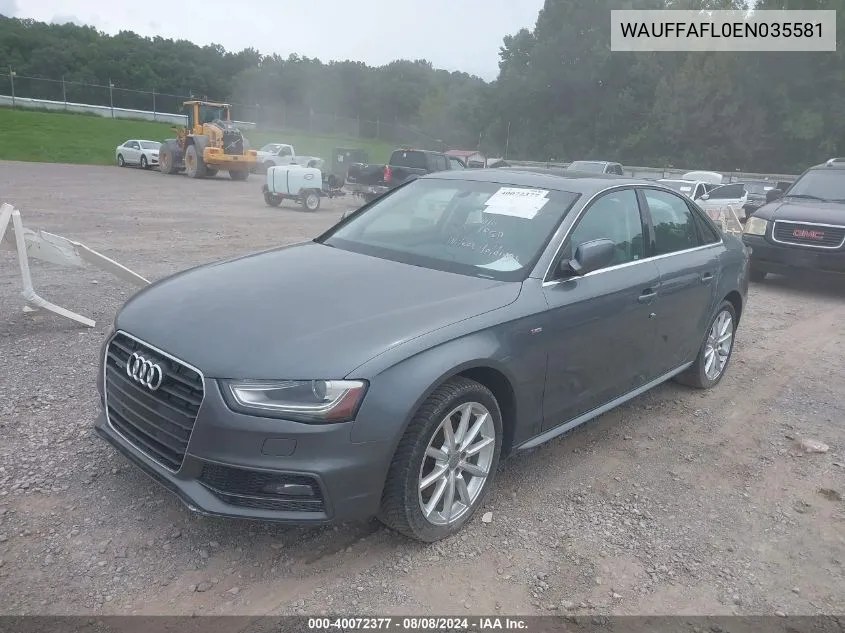 WAUFFAFL0EN035581 2014 Audi A4 2.0T Premium