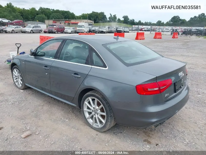 WAUFFAFL0EN035581 2014 Audi A4 2.0T Premium