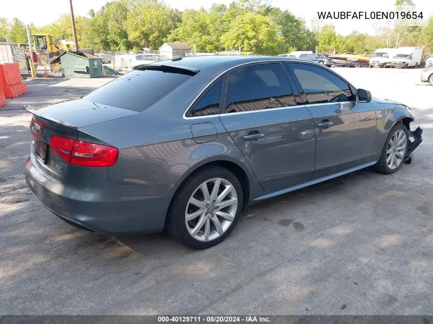 2014 Audi A4 Premium VIN: WAUBFAFL0EN019654 Lot: 40129711