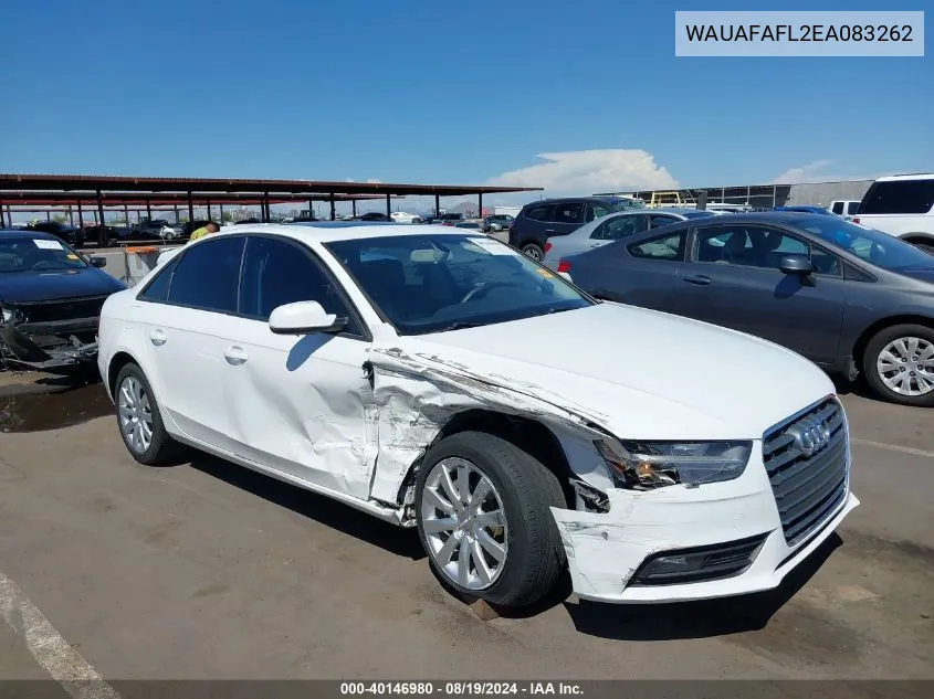 2014 Audi A4 2.0T Premium VIN: WAUAFAFL2EA083262 Lot: 40146980