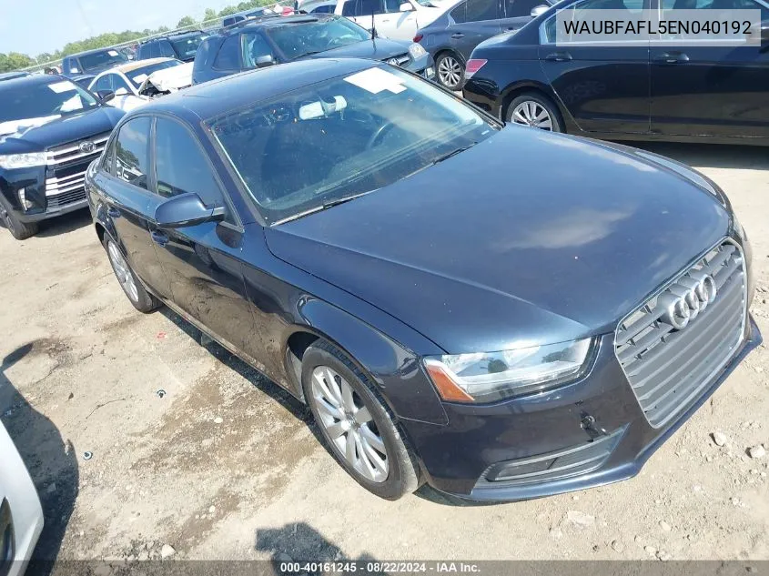 2014 Audi A4 2.0T Premium VIN: WAUBFAFL5EN040192 Lot: 40161245