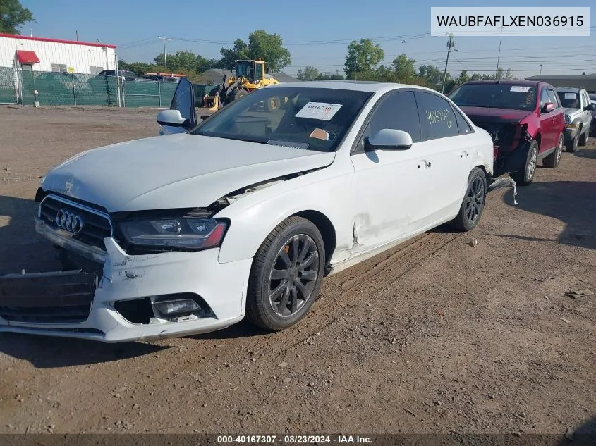 2014 Audi A4 2.0T Premium VIN: WAUBFAFLXEN036915 Lot: 40167307