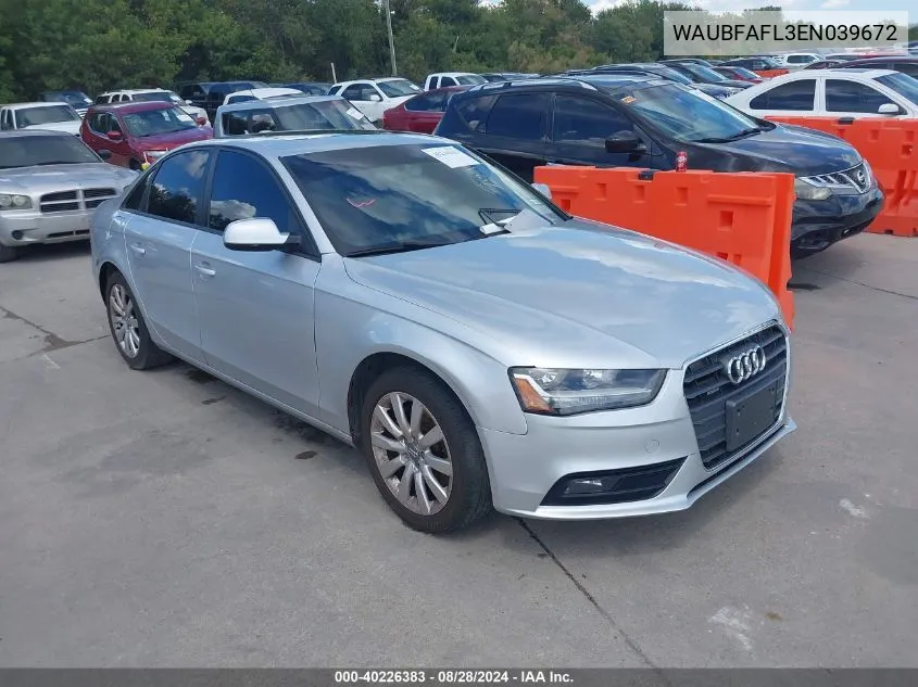 2014 Audi A4 2.0T Premium VIN: WAUBFAFL3EN039672 Lot: 40226383