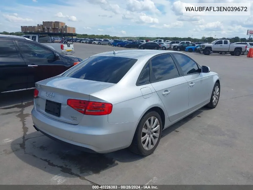 2014 Audi A4 2.0T Premium VIN: WAUBFAFL3EN039672 Lot: 40226383