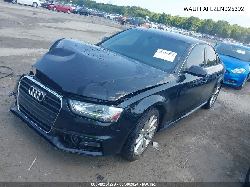 2014 Audi A4 2.0T Premium VIN: WAUFFAFL2EN025392 Lot: 40234279