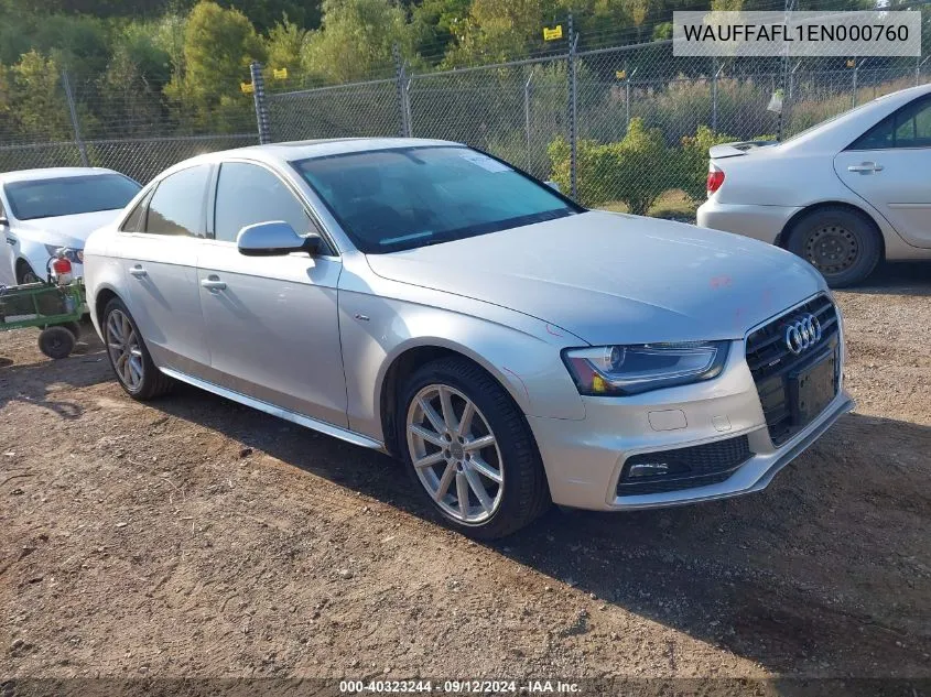 2014 Audi A4 Premium Plus VIN: WAUFFAFL1EN000760 Lot: 40323244