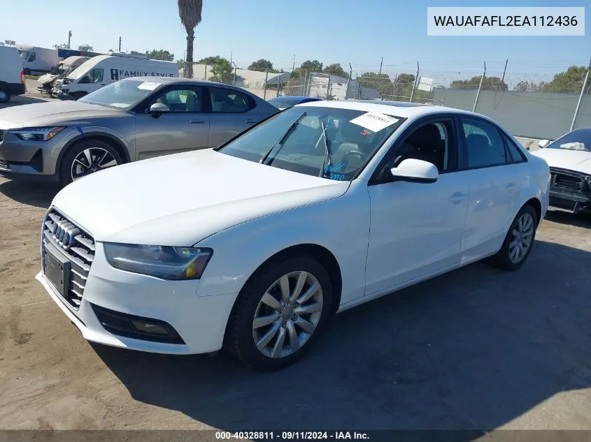 WAUAFAFL2EA112436 2014 Audi A4 2.0T Premium