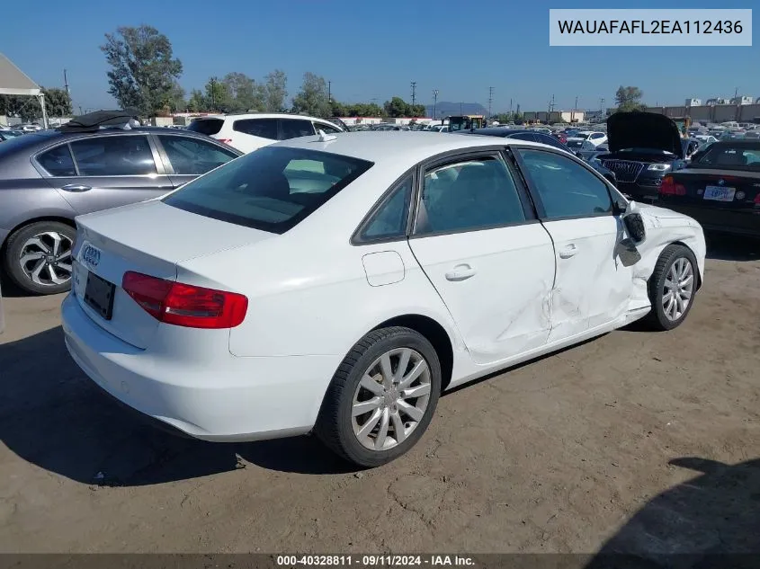 2014 Audi A4 2.0T Premium VIN: WAUAFAFL2EA112436 Lot: 40328811