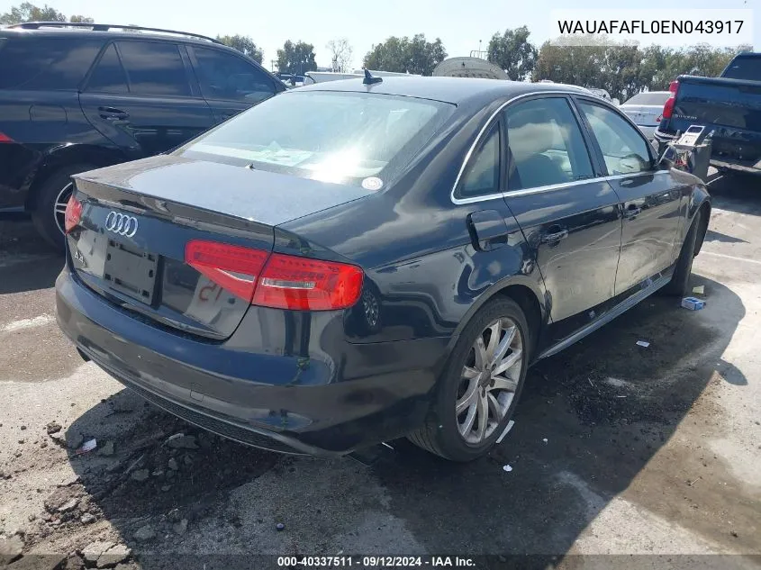 2014 Audi A4 2.0T Premium VIN: WAUAFAFL0EN043917 Lot: 40337511