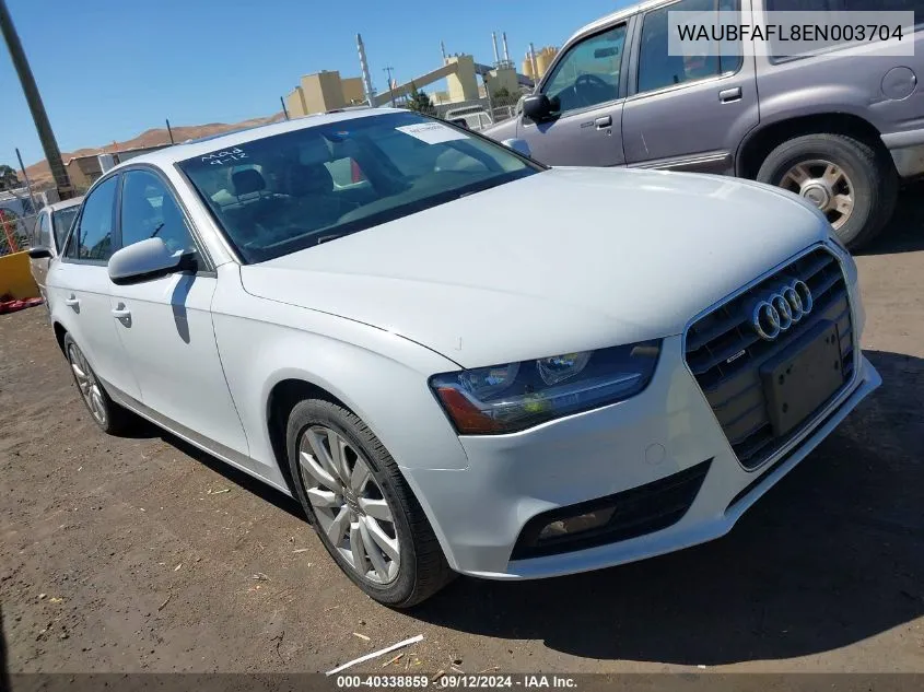 2014 Audi A4 2.0T Premium VIN: WAUBFAFL8EN003704 Lot: 40338859