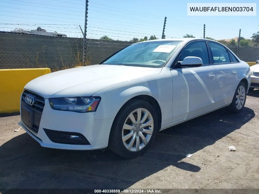 2014 Audi A4 2.0T Premium VIN: WAUBFAFL8EN003704 Lot: 40338859