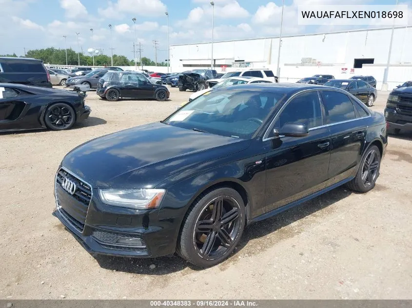 2014 Audi A4 2.0T Premium VIN: WAUAFAFLXEN018698 Lot: 40348383