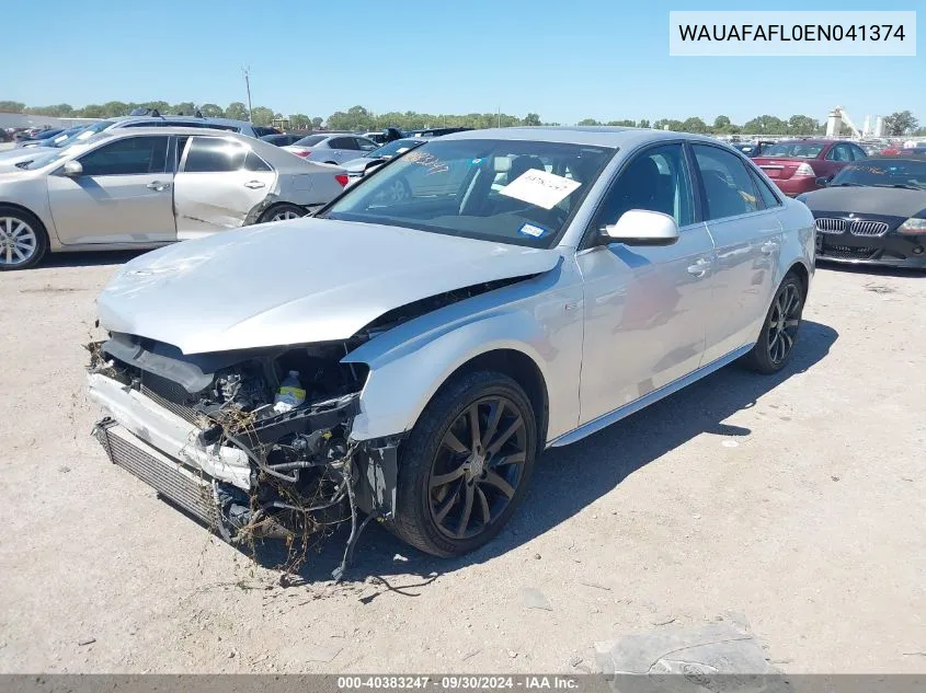 2014 Audi A4 Premium VIN: WAUAFAFL0EN041374 Lot: 40383247