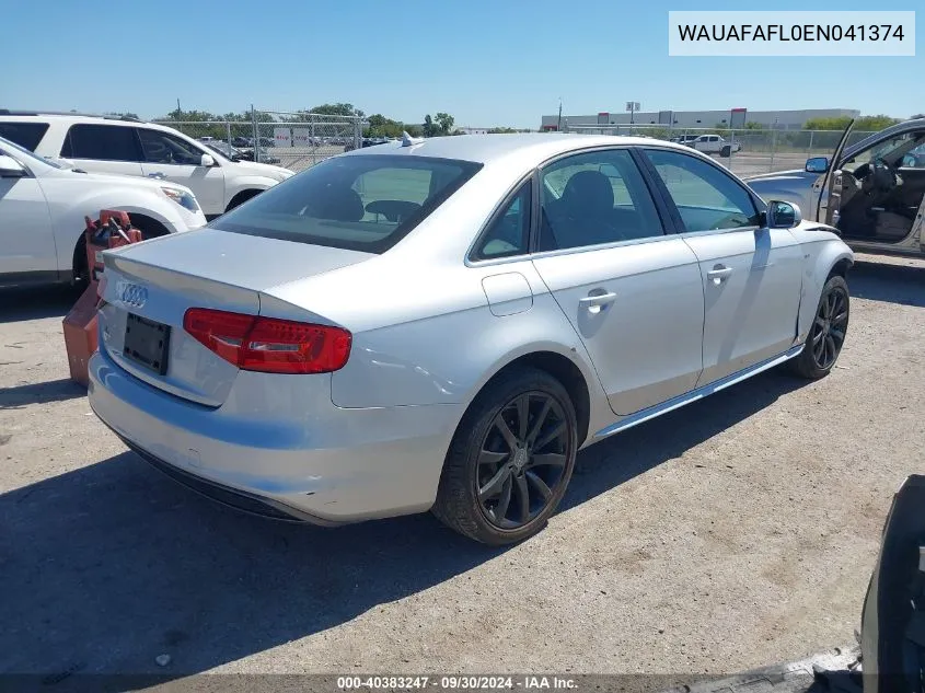 2014 Audi A4 Premium VIN: WAUAFAFL0EN041374 Lot: 40383247