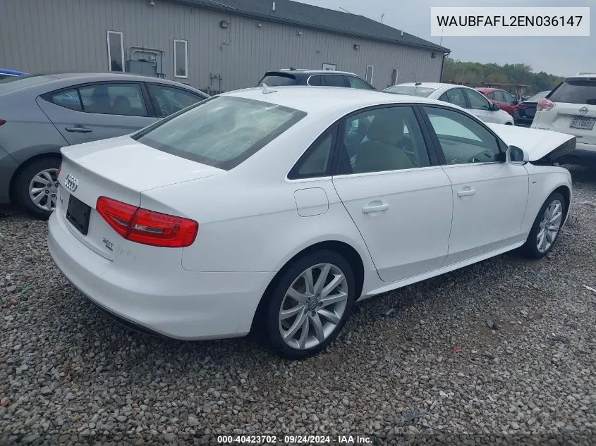 2014 Audi A4 Premium VIN: WAUBFAFL2EN036147 Lot: 40423702