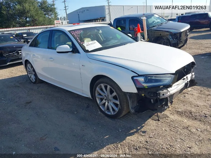 2014 Audi A4 Premium VIN: WAUAFAFL2EN019263 Lot: 40430297