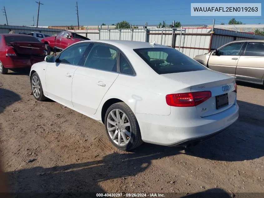 2014 Audi A4 Premium VIN: WAUAFAFL2EN019263 Lot: 40430297