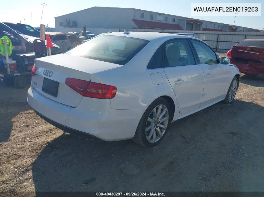 2014 Audi A4 Premium VIN: WAUAFAFL2EN019263 Lot: 40430297