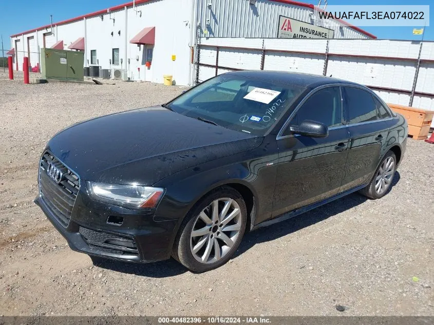 2014 Audi A4 2.0T Premium VIN: WAUAFAFL3EA074022 Lot: 40482396