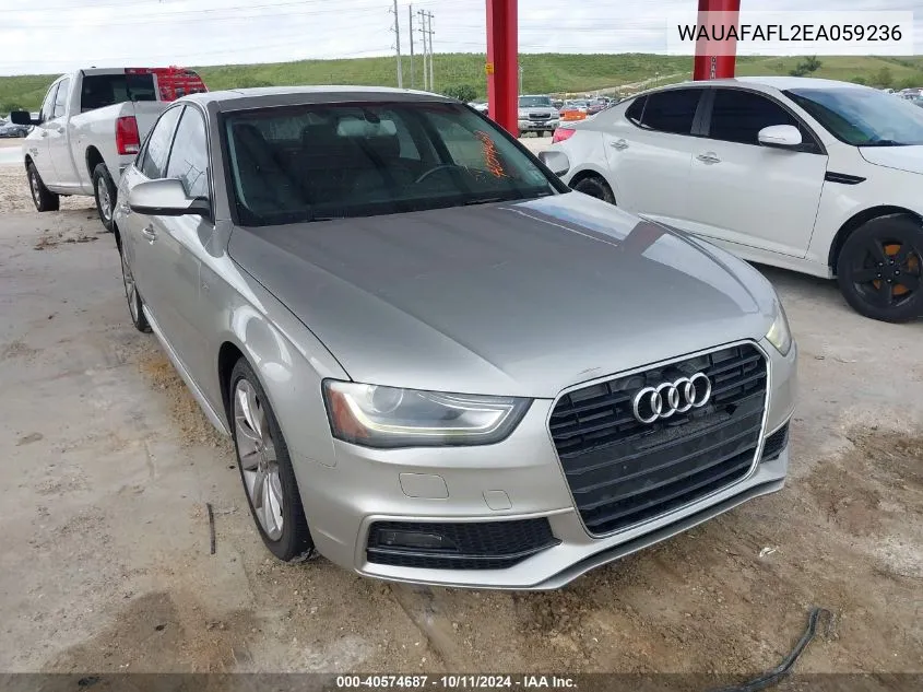 2014 Audi A4 Premium VIN: WAUAFAFL2EA059236 Lot: 40574687