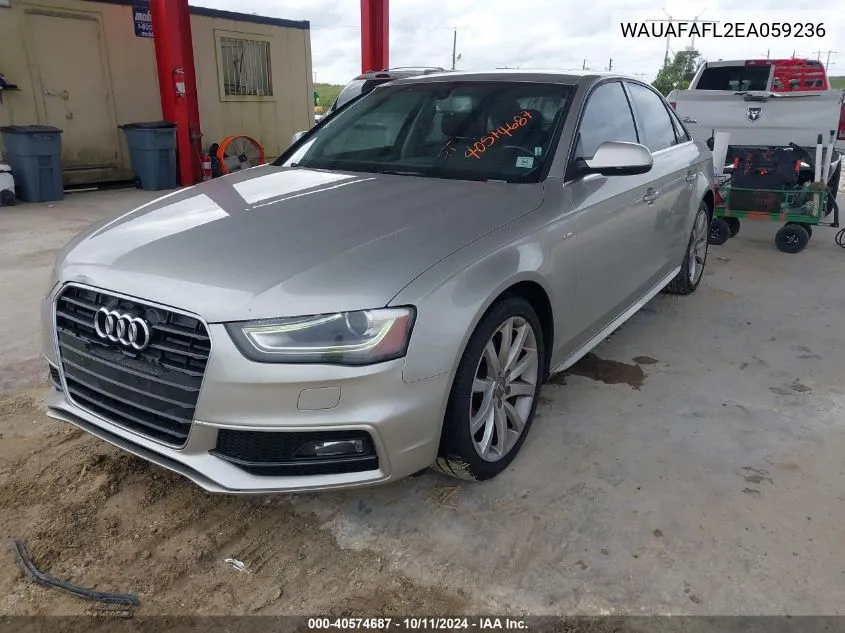 2014 Audi A4 Premium VIN: WAUAFAFL2EA059236 Lot: 40574687