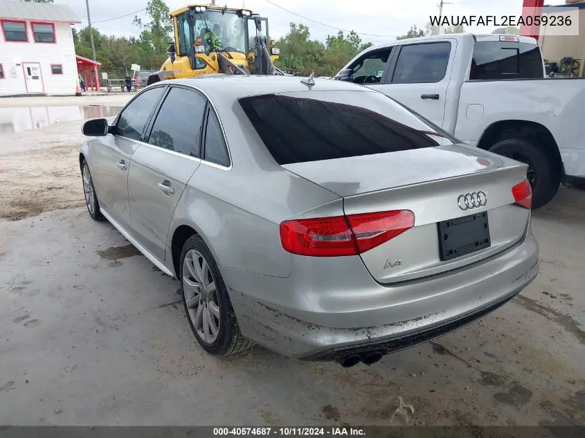 2014 Audi A4 Premium VIN: WAUAFAFL2EA059236 Lot: 40574687