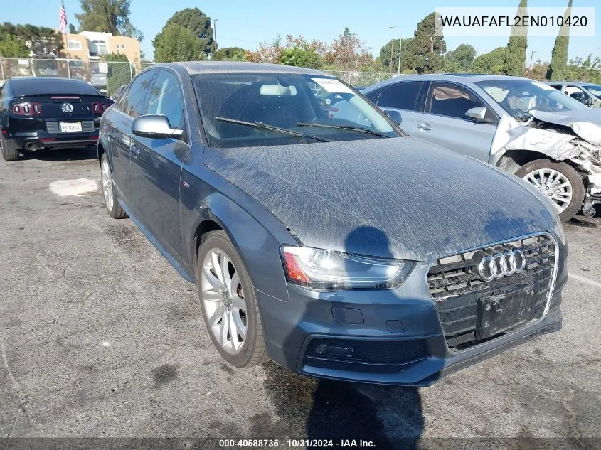 2014 Audi A4 2.0T Premium VIN: WAUAFAFL2EN010420 Lot: 40588735