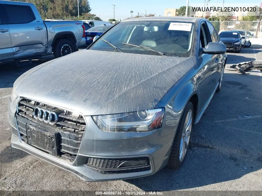 2014 Audi A4 2.0T Premium VIN: WAUAFAFL2EN010420 Lot: 40588735