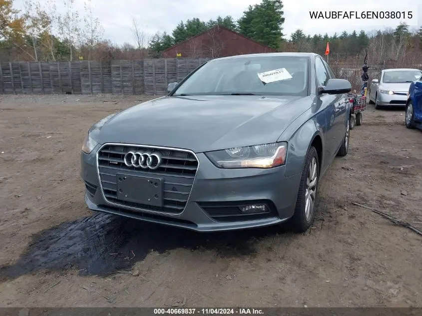 2014 Audi A4 2.0T Premium VIN: WAUBFAFL6EN038015 Lot: 40669837