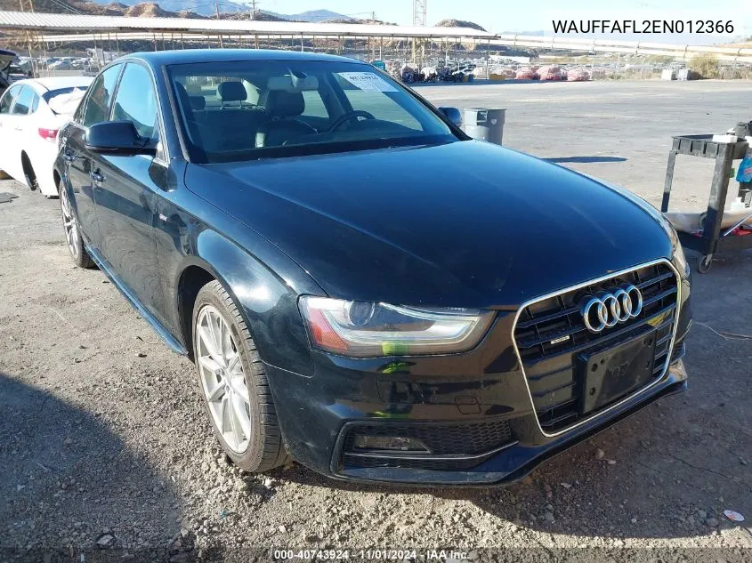 2014 Audi A4 2.0T Premium VIN: WAUFFAFL2EN012366 Lot: 40743924