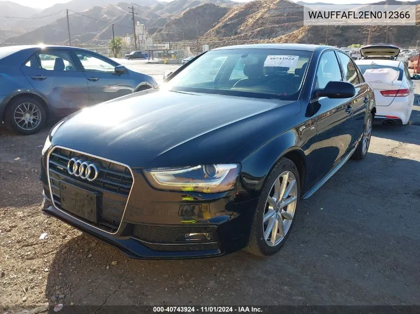 2014 Audi A4 2.0T Premium VIN: WAUFFAFL2EN012366 Lot: 40743924