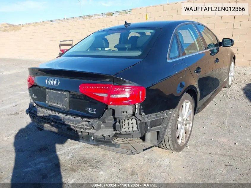 2014 Audi A4 2.0T Premium VIN: WAUFFAFL2EN012366 Lot: 40743924