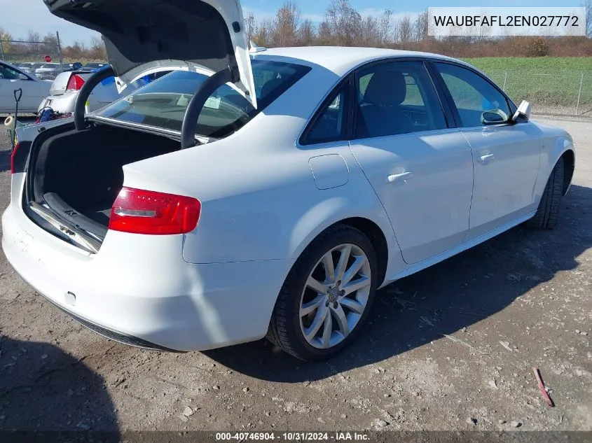 2014 Audi A4 2.0T Premium VIN: WAUBFAFL2EN027772 Lot: 40746904