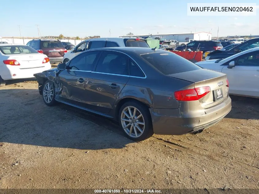 2014 Audi A4 2.0T Premium VIN: WAUFFAFL5EN020462 Lot: 40761050