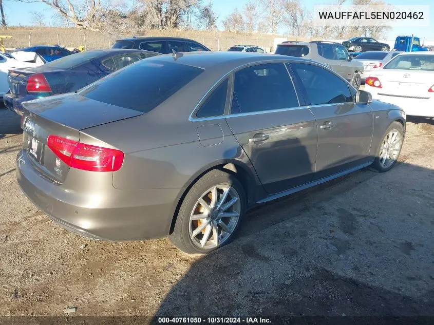 2014 Audi A4 2.0T Premium VIN: WAUFFAFL5EN020462 Lot: 40761050